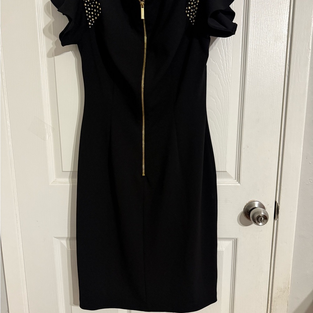 Calvin Klein Black Studded Cold Shoulder Dress - Picture 8 of 13